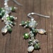 Fancy Emerald and Crystal Earrings, long dangle earrings