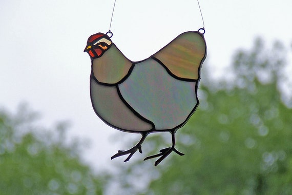 Stained Glass Chicken by westernartglass on Etsy