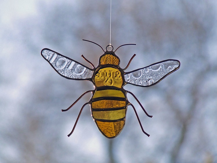 Reclaimed Glass Honeybee Unique Wedding Gift by westernartglass