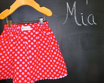 BUY 2 get 1 FREE - Skirt - Red and Pink Dots - Pick the size Newborn up to 14 Years by Boutique Mia