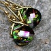 Fiery Fuchsia & Emerald Green Crystal Earrings Swarovski Flat Briolette Drop Summer Watermelon Teal Aqua Colorful Rainbow Sparklers Gold