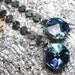 LAST PAIR Long Aqua Blue Earrings ... Swarovski Crystal Rare Vitrail Octagon on Dark Ox Sterling Circle Chain - Gifts Under 30