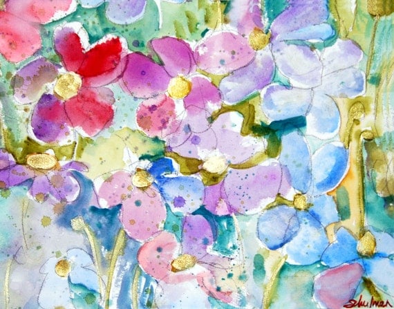 spring floral abstract art ORIGINAL Painting by SchulmanArts