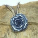 Rose Pendant Shabby Chic Midnight Blue with Silver