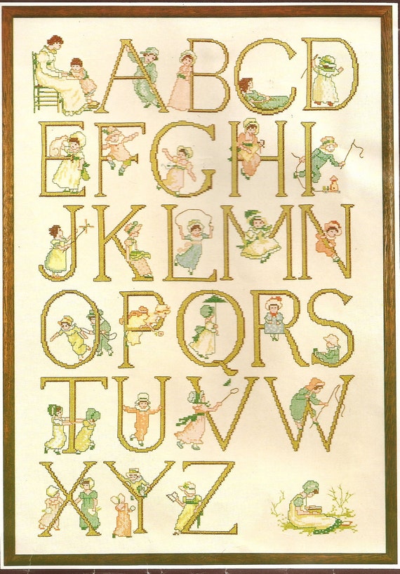 1979 Kate Greenaway Alphabet Counted Cross Stitch Kit by
