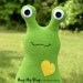 Hug Me Slug with Personalized Hang Tag, Original Art Toy by Elizabeth Ruffing, 12 inch, Fleece, Grass Green and Daffodil Yellow, Ready-made