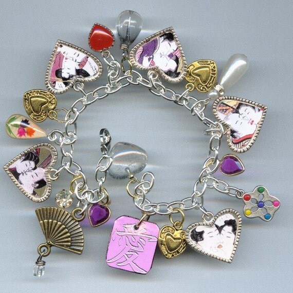 Ukiyo E SHUNGA Charm Bracelet Japanese