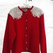 SALE - Wool Sweater -- Tailored Red Knit Upcycled with Needle Felting (no. B39)