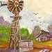 Wind-Mill Homestead ACEO Card Original Artwork by Rushing