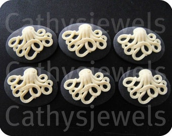Scrappy Octopus Portrait Cameos Set Of Six 25x18