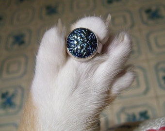 Czech Glass Button Ring Snowflake YOUR SIZE