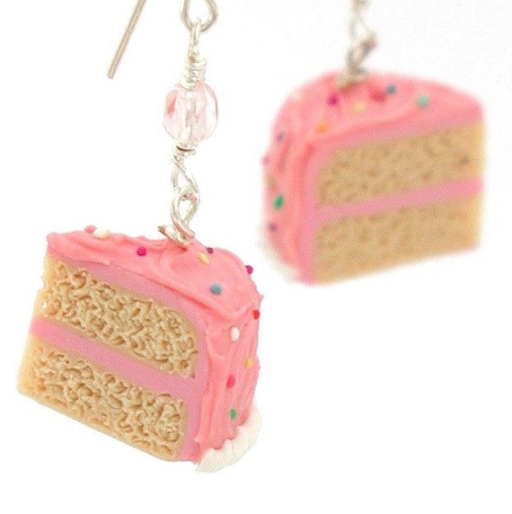 Birthday cake earrings vanilla cake with by inediblejewelry