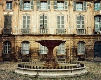 Provence Photograph, French Country Decor, Aix-en-Provence Fountain, French Home Decor, Rustic Wall Decor "La Fontaine"