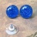 Cobalt Blue Dichroic Fused Glass Button Earrings