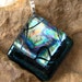 Dichroic Fused Glass Pendant - Rainbows on Shimmering Black
