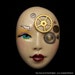 Petite STEAMPUNK Lady Face Cabb Cabochon Hand Painted Polymer Clay with vintage watch parts