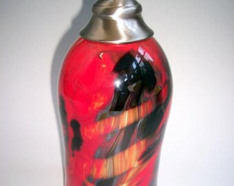 SALE-Hanging Red Hand Blown Glass Pendant Light by Rebecca Zhukov
