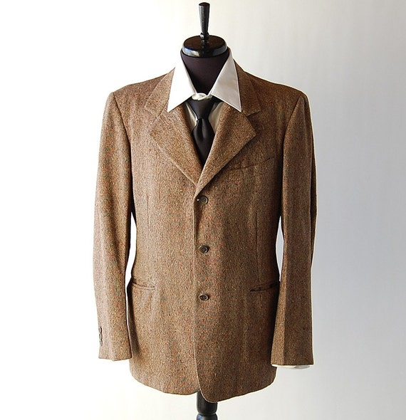 Mens vintage 1940s Wool Tweed 3 Button Blazer . by shopgoodgrace