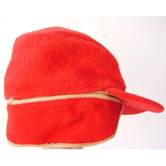 Vintage Elmer Fudd Red Wool Hunting Hat with Convertible Ear