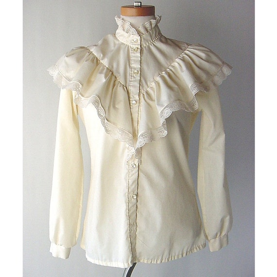 Vintage Victorian Ruffle and Lace Blouse