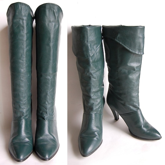 high heel boots green