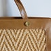 60s vintage Zig Zag Woven Sisal Purse . Natural Fiber with Faux Leather