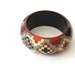 vintage Graphic Southwestern Bangle Bracelet in Buttercream Red Black and Grey