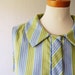 1960s Sleeveless Day Dress / mod vintage jumper / Seersucker Stripe / Belt / Pockets m l