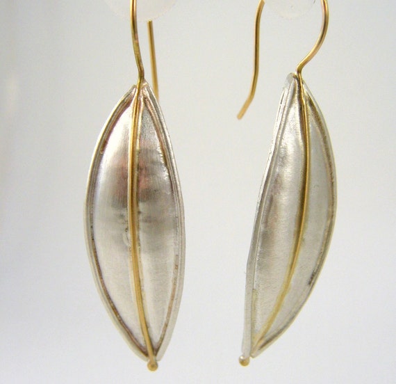 Items similar to sterling silver 18k gold leaf earrings on Etsy