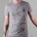 SALE - Medium - Fixie bike - Men's cotton bicycle tee, elephant gray