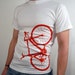 men's bicycle shirt - red on white, small