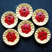 Neat Matching Set of Six Rare Vintage Two-Color Bakelite Flower Buttons-Tested Positive