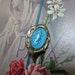 Vintage Sterling Silver Virgin Mary Religious Medal Pin Blue Enamel