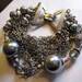 Mad Men Huge Silver Vintage Layered Chain Bracelet Pearl Crystal