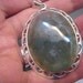 Estate Jewelry Huge Sterling Silver Jade Green Natural Stone Pendant