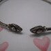 Antique Vintage Sterling Silver Double Snake Head Bangle Cuff Bracelet