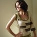 Spicy Toast one sleeve tab blouse shirt cream with grey and olive green small/medium
