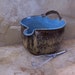 Burnt Iron Brown and Icy Blue Handmade Stoneware Ceramic Pottery Batter Bowl