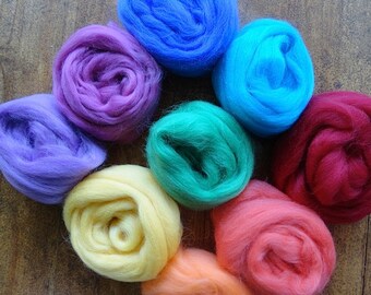 pure wool fleece felting kit with instructions...soft rainbow