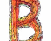 Items Similar To Whimsical Letter B Funky Art Print "It's A Beauty" 11 ...