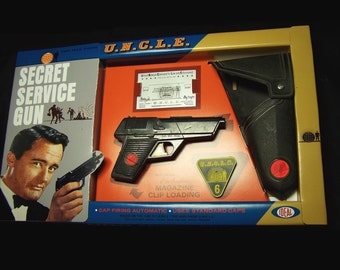 1965 Ideal Man From UNCLE SERVICE GUN gun set REPROduction toy box