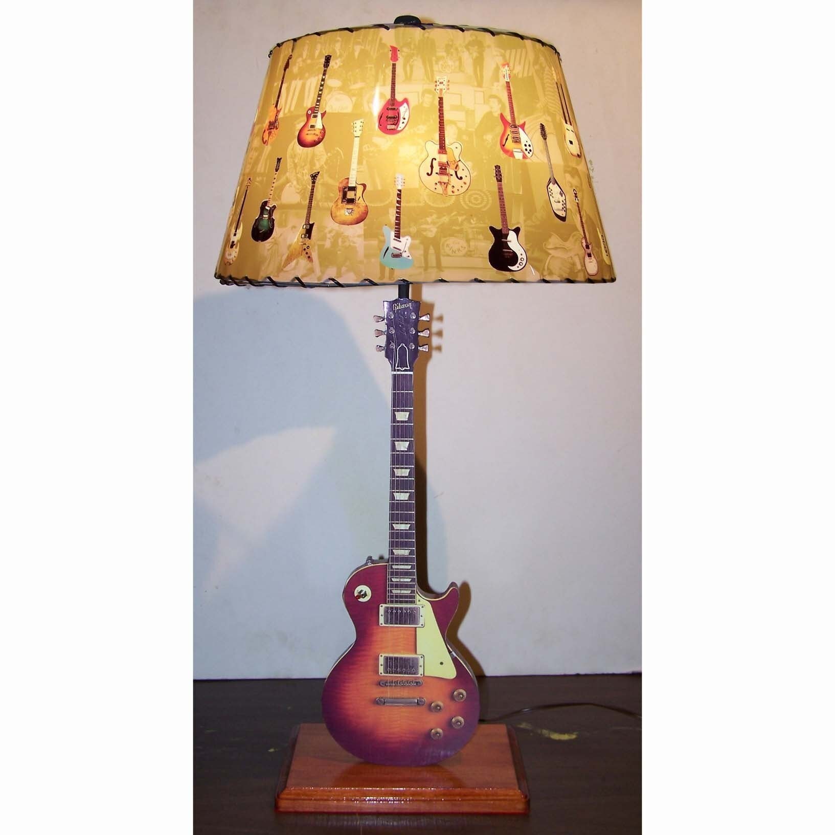 Guitar Lamp and Lamp Shade Vintage Les Paul Sunburst