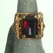 Vintage Deep Red Filigree Ring Costume Jewelry