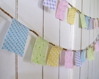 Pastel Rainbow fabric garland. Mini Party or bedroom banner decoration. Photo Prop.