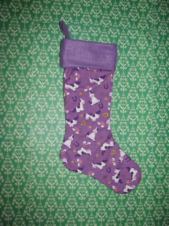 Items similar to Purple HORSE and HORSESHOE Christmas Stocking PONY on Etsy