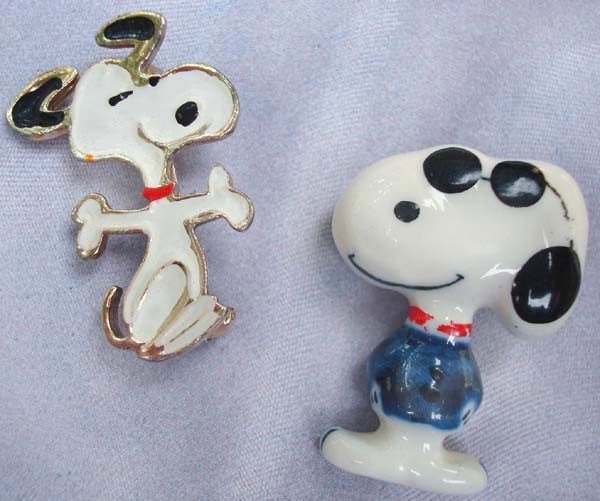 Two Vintage Collectible SNOOPY Dog Pins