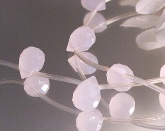 Bastet's Beads- 4 Pink Opal Glass Teardrop Briolette 5x9mm
