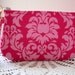 Wristlet Zipper Gadget Purse Pouch in Pink Damask
