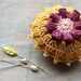 Linen pincushion - crochet motif