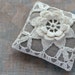 Linen pincushion - crochet motif -- white